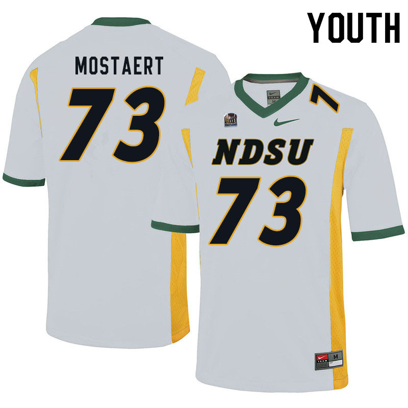 Youth #73 Eli Mostaert North Dakota State Bison College Football Jerseys Sale-White - Click Image to Close
